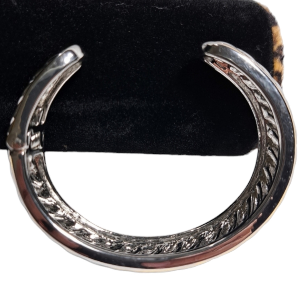 Silver & Gold Tone Style Cable Women's Open Cuff Bracelet - Picture 5 of 16